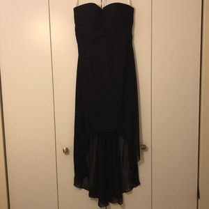David’s Bridal black high-low strapless dress